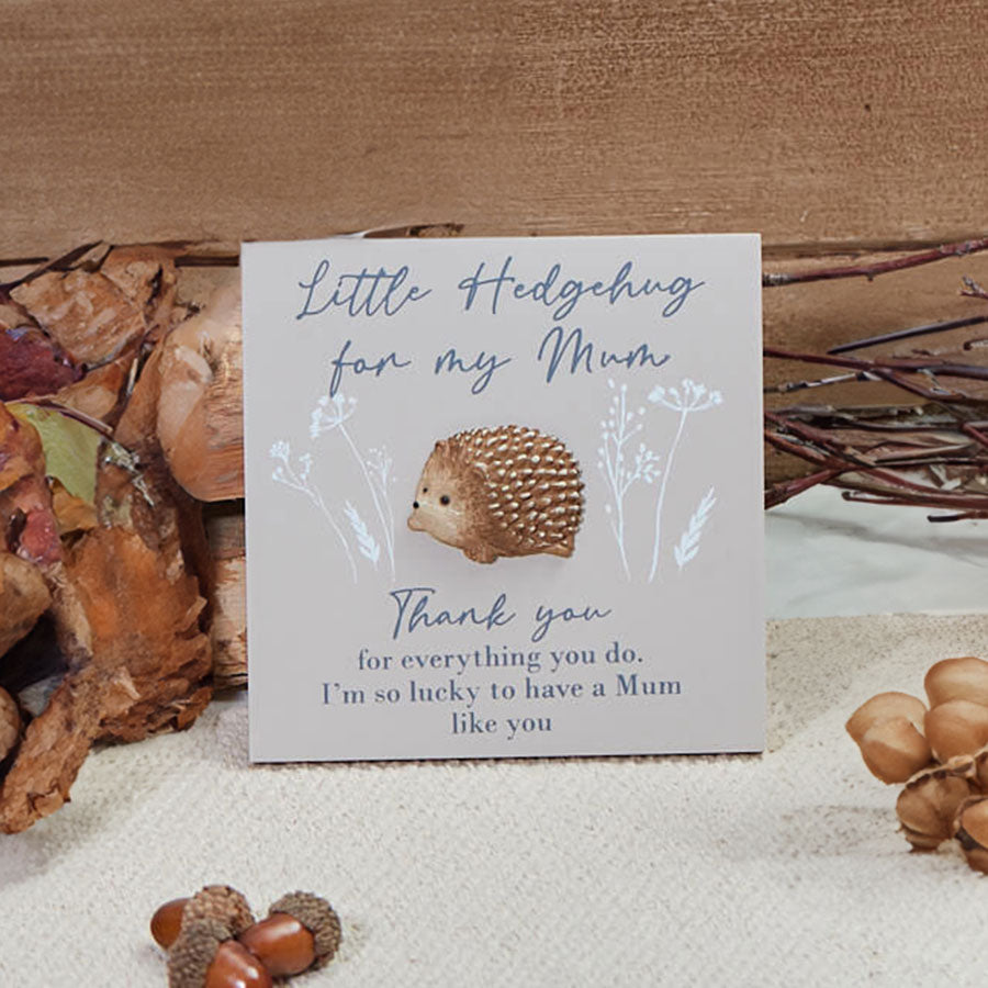 Hedgehog Family Taupe Wood & Resin Easel Plaque