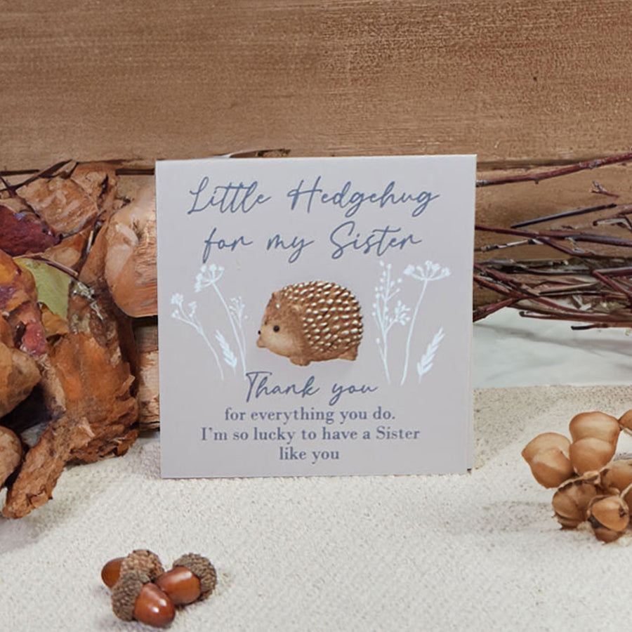 Hedgehog Family Taupe Wood & Resin Easel Plaque