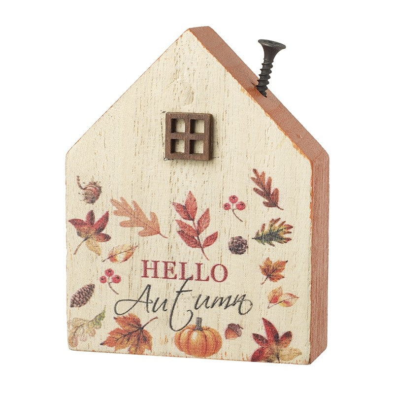 "Hello Autumn" Wooden House Decoration