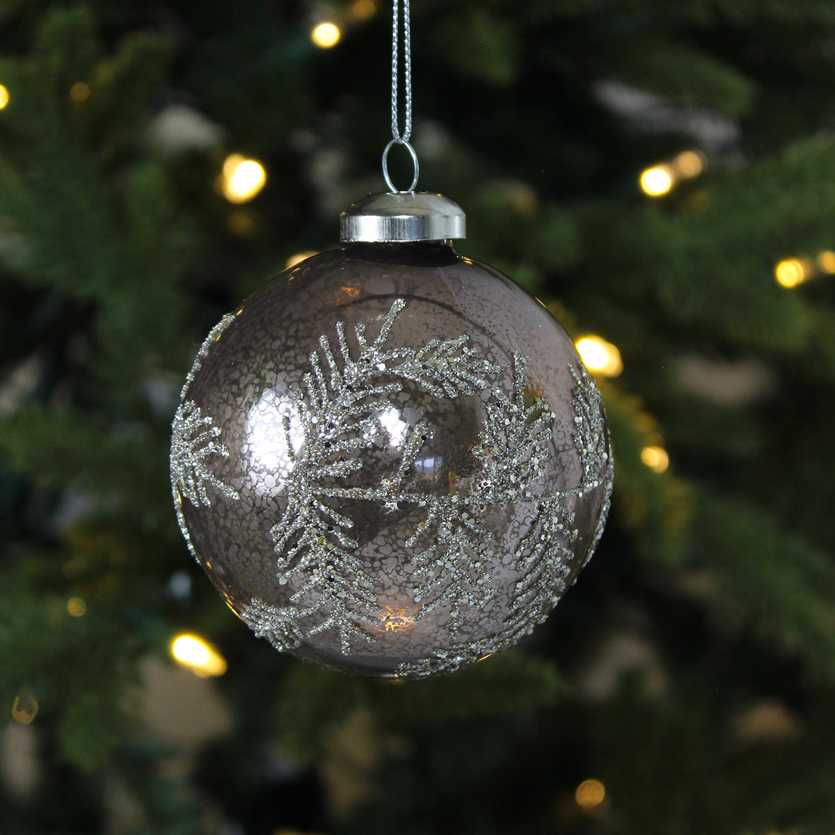 Bronze Leaves Glitter Bauble