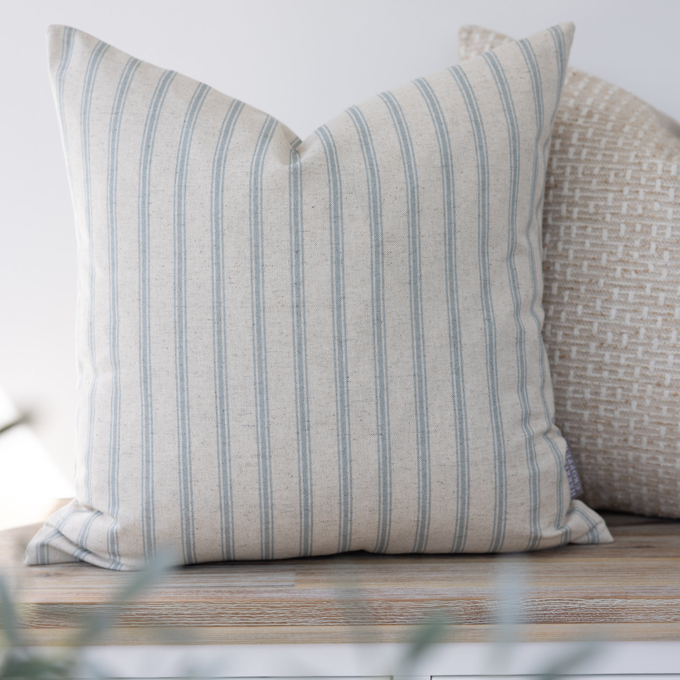 Kashmira Azure Blue Stripe Square Cushion