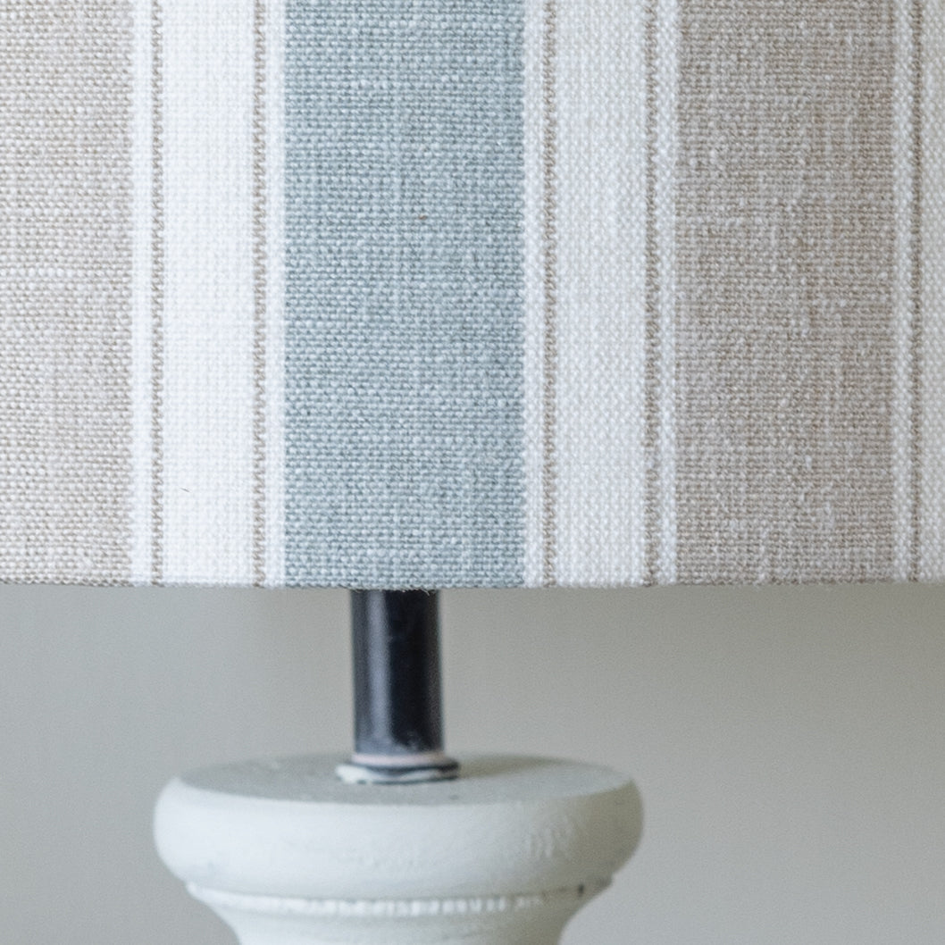 Augustine Seafoam Blue Stripe Drum Lampshade