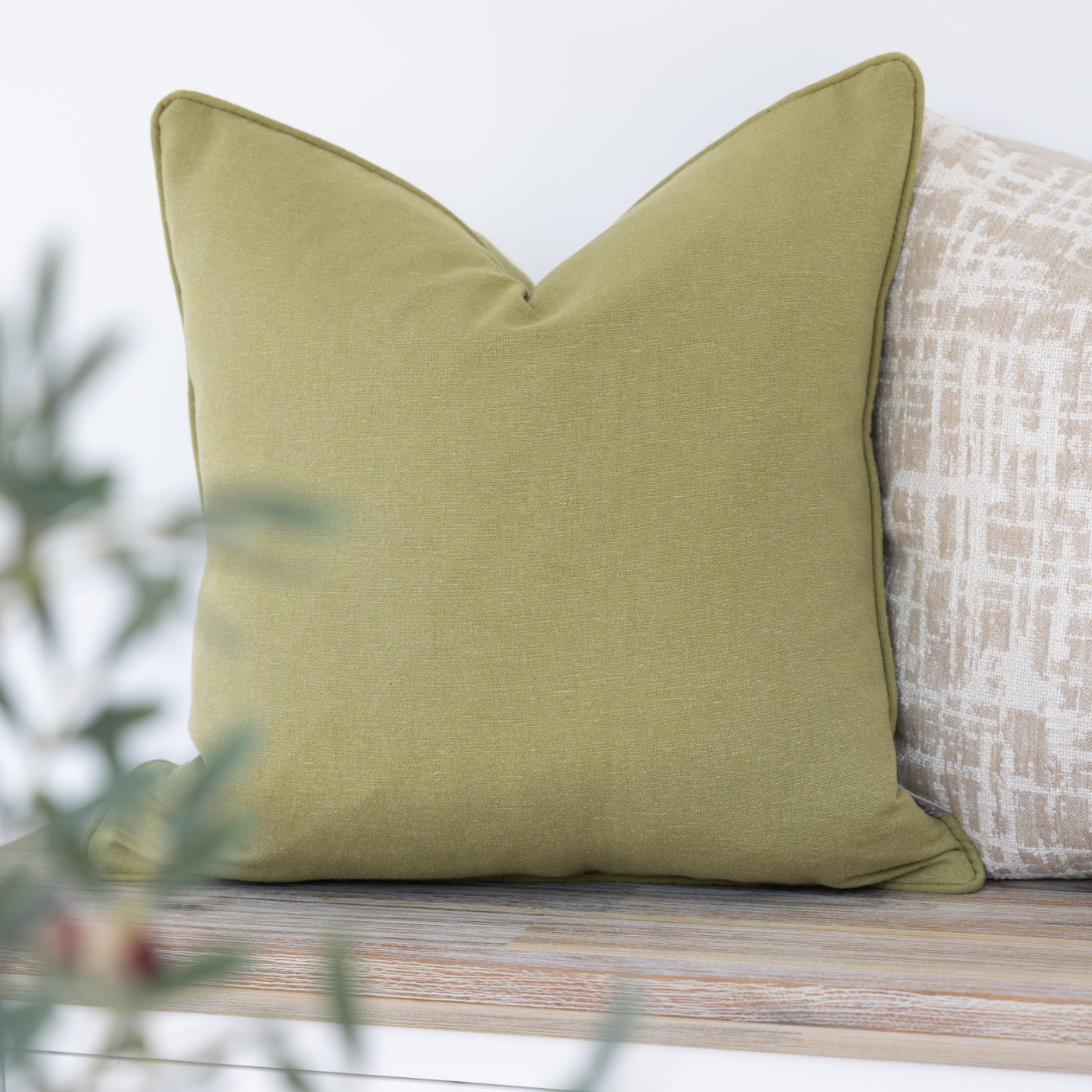 Olive Green Square Cushion
