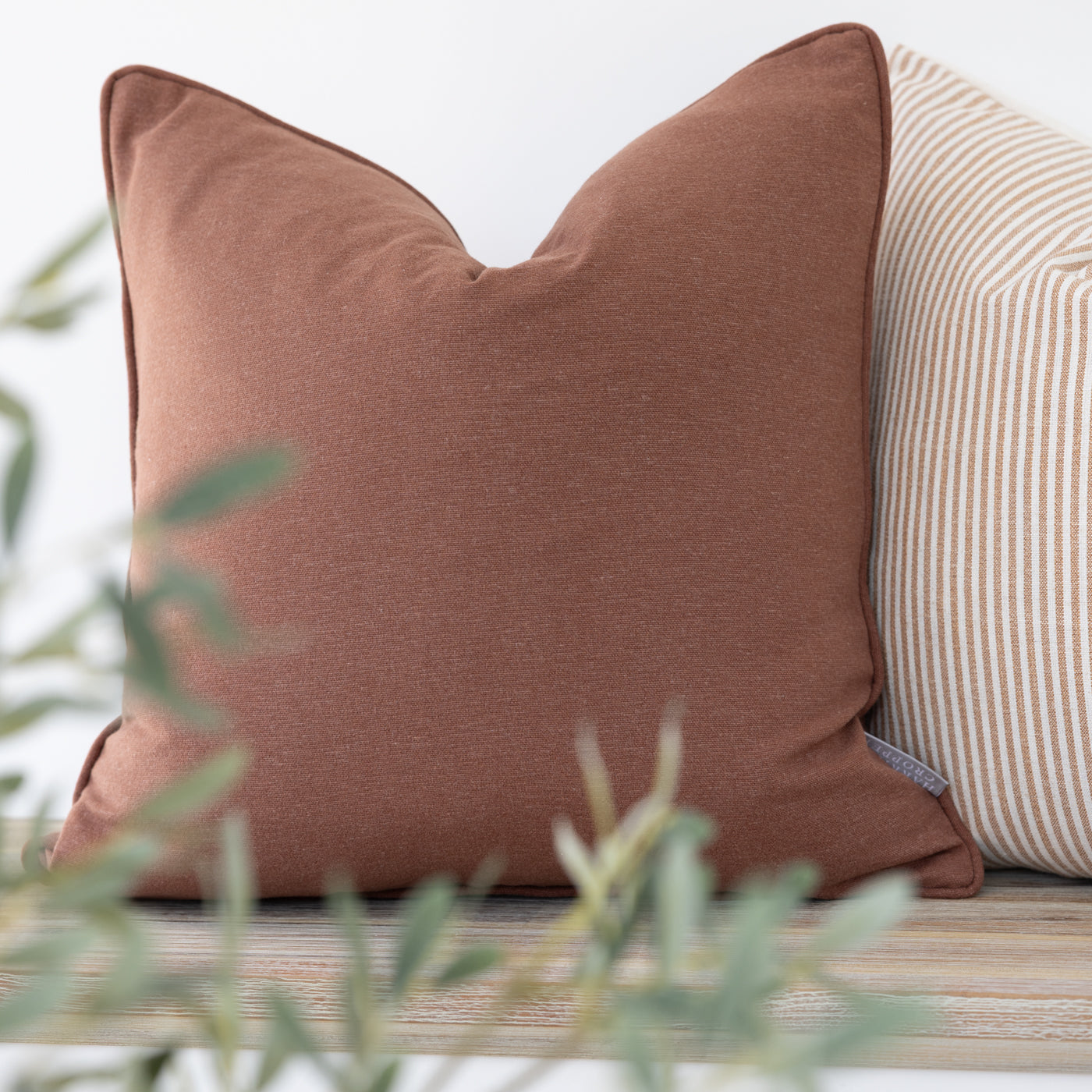 Cinnamon Brown Square Cushion