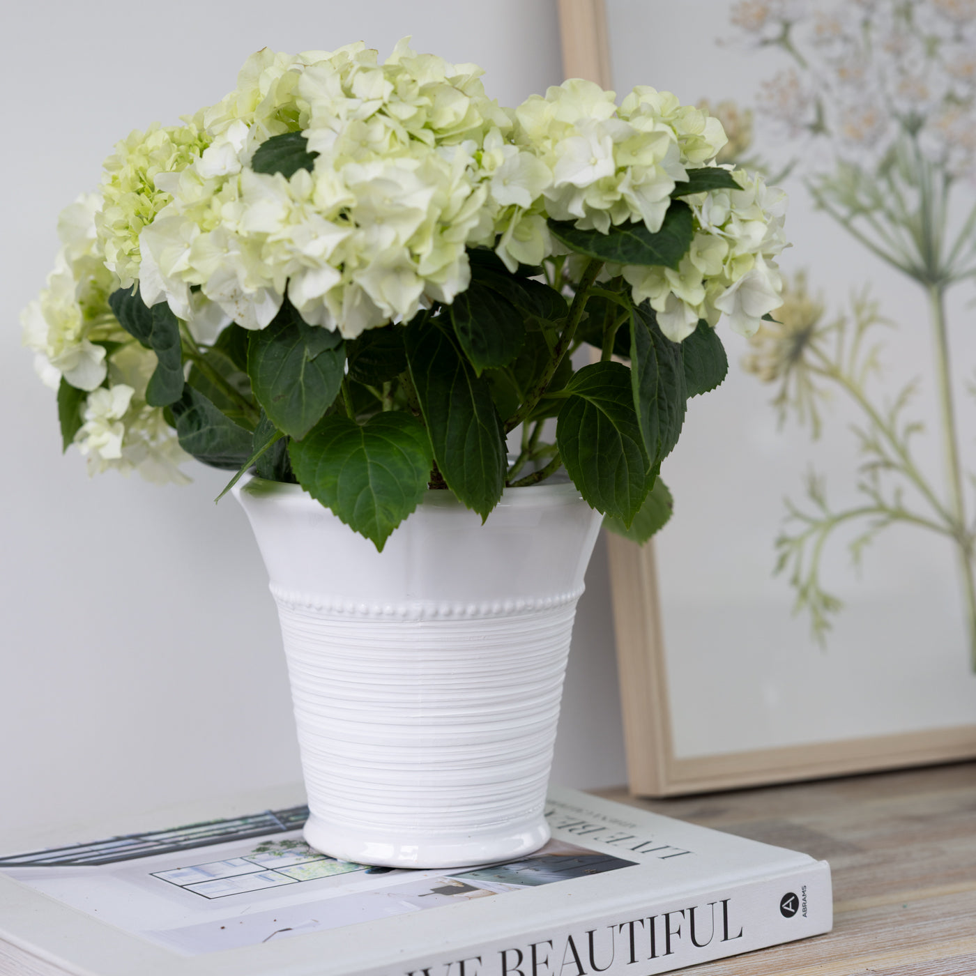 Livia White Textured Planter