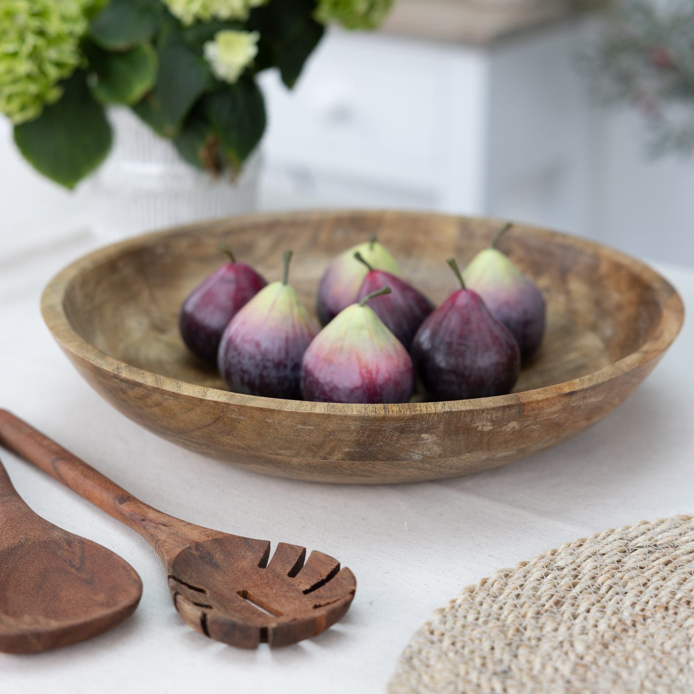 Large Mango Wood Shallow Bowl