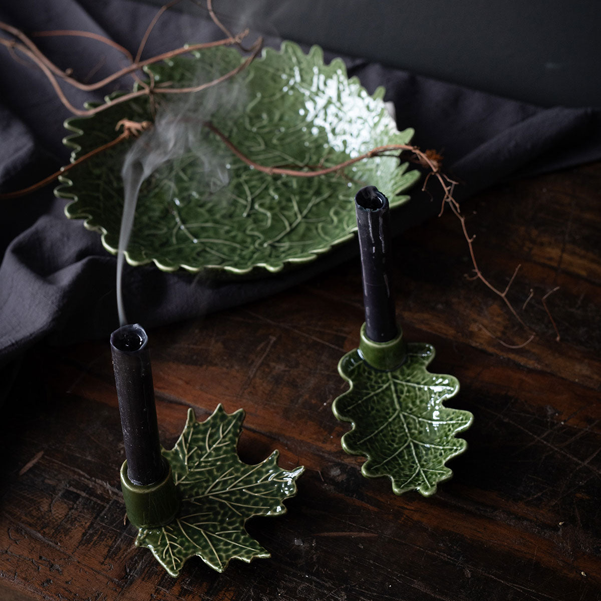 Maple Leaf Green Candleholder