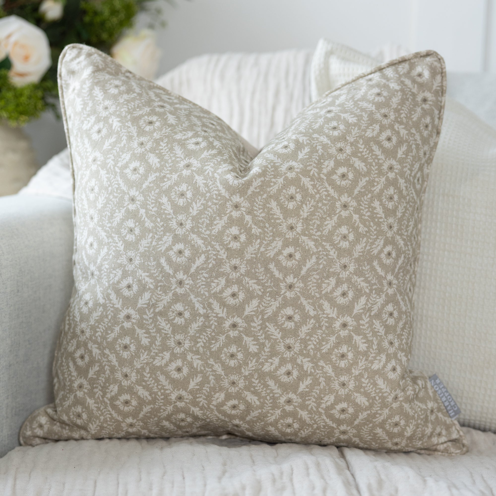 Marthaline Sand Floral Square Cushion