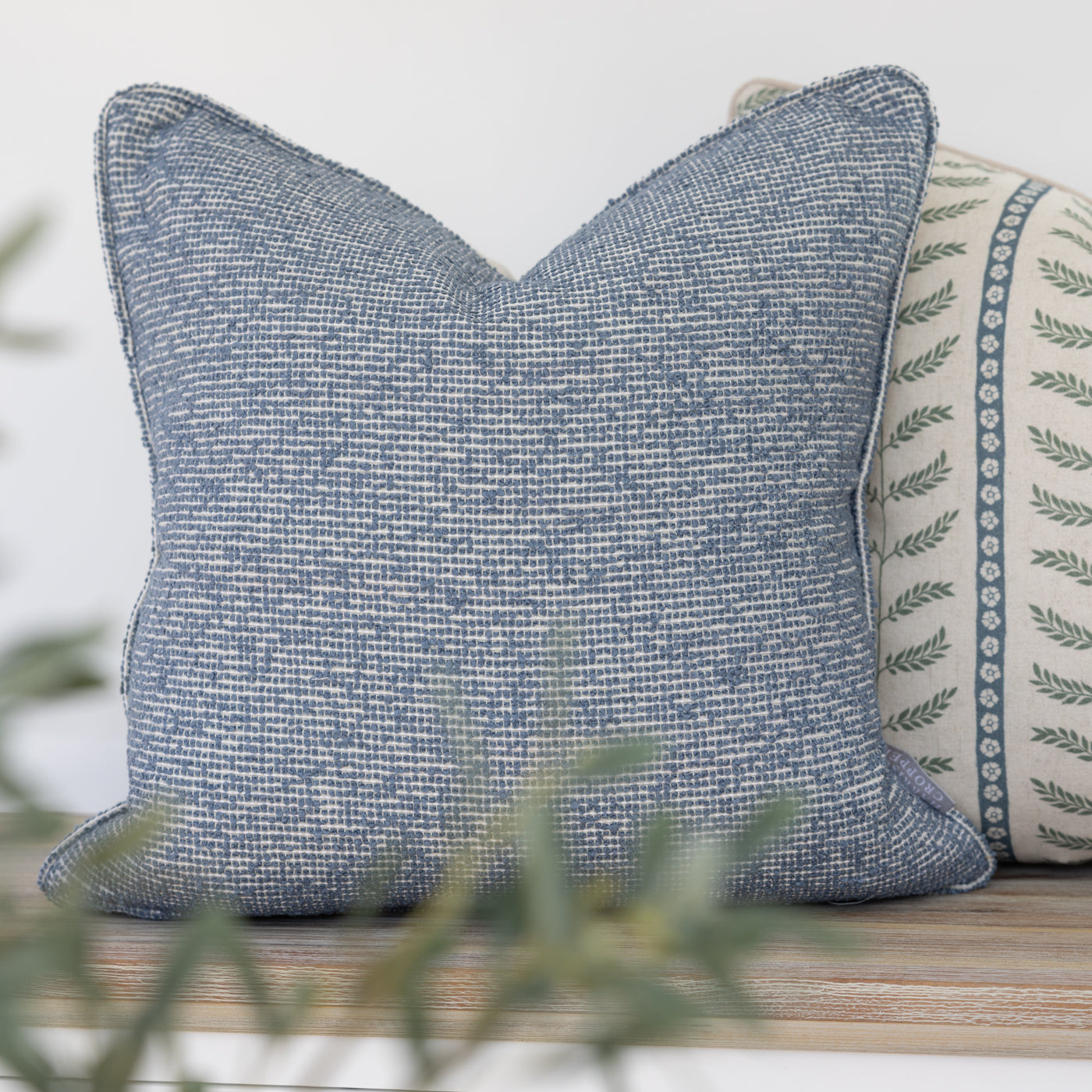 Blue Textured Weave Cushion