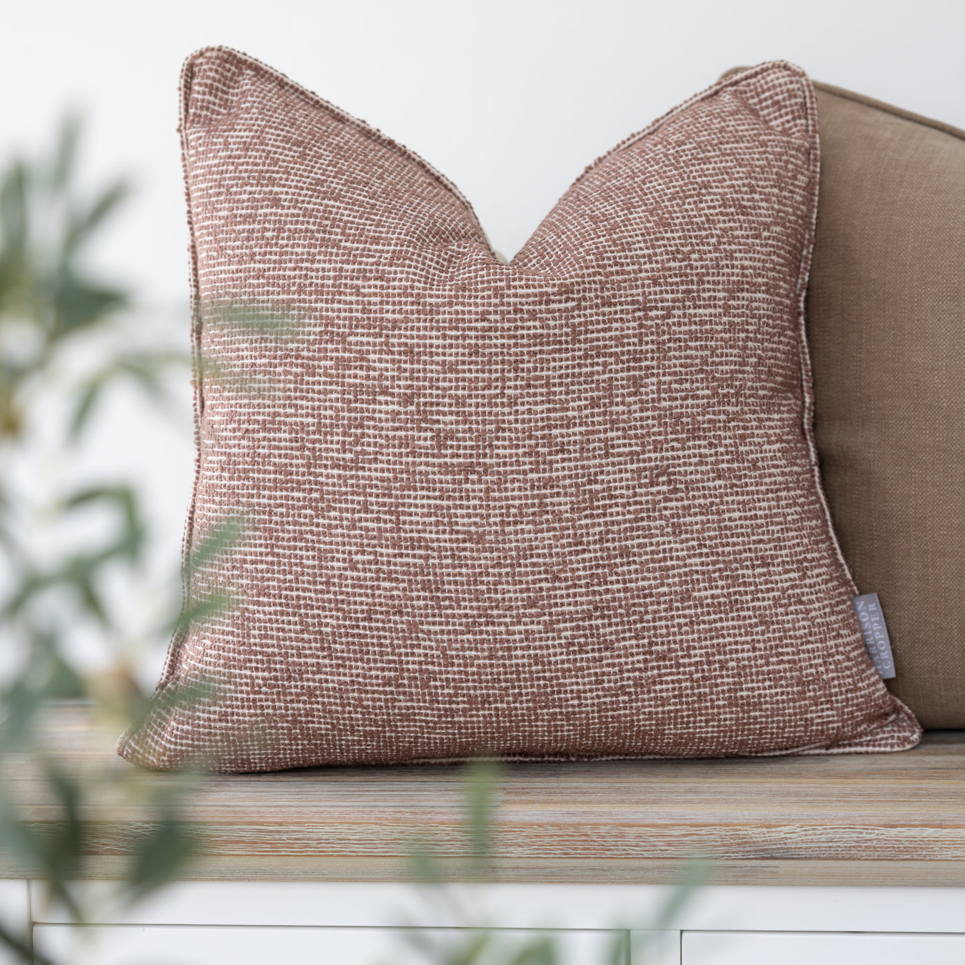 Brown Textured Weave Cushion