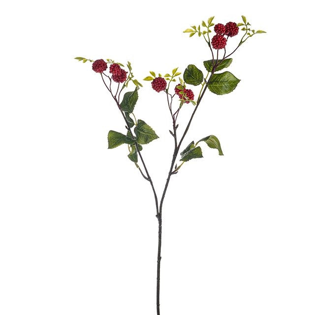 Mullberry Fruit 65cm Leafy Branch Spray