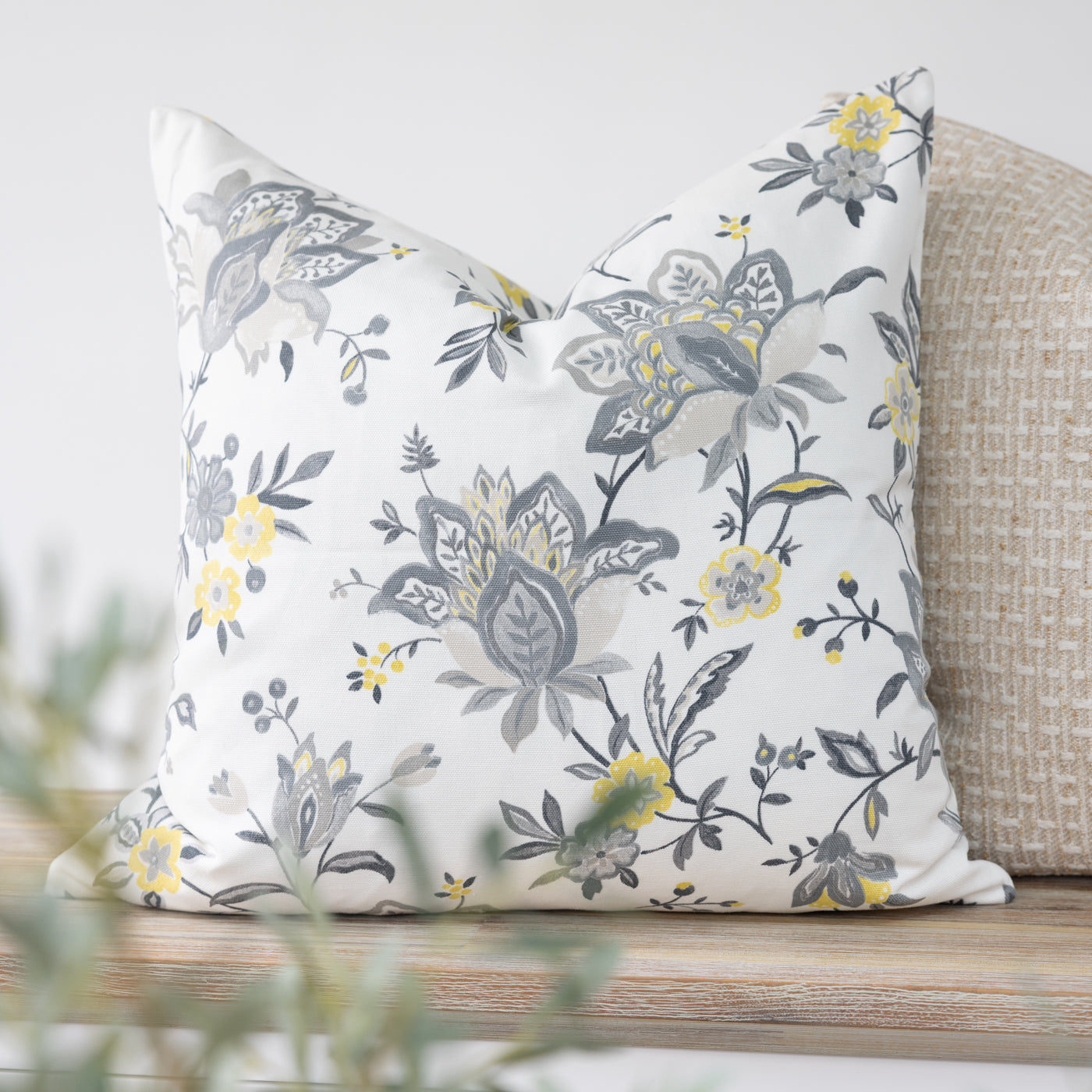 Nancy Grey Ochre Floral Cushion Cover