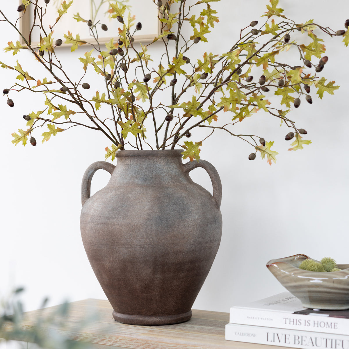 Mottle Effect Terracotta Handle Vase