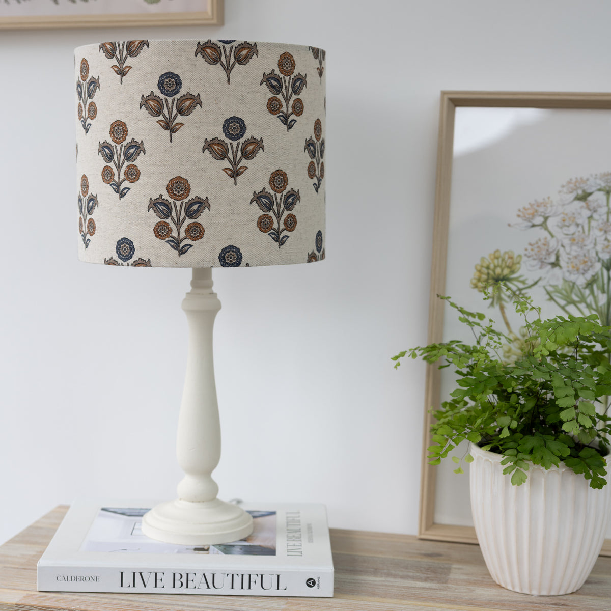 Bramble Natural Rust & Blue Floral Lampshade