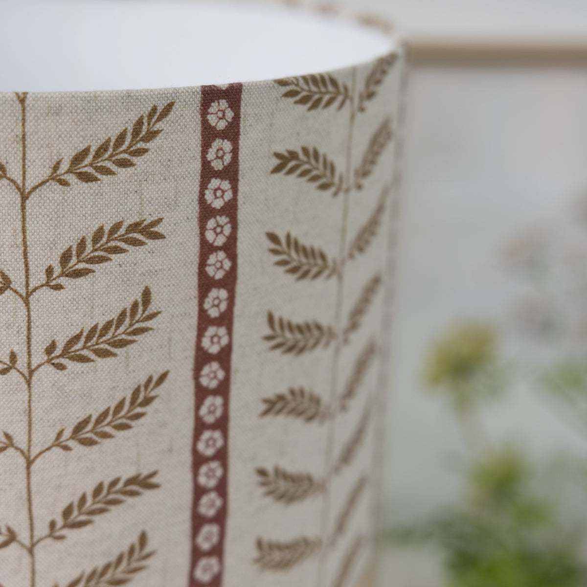 Suriane Sienna Brown & Rust Floral Stripe Lampshade