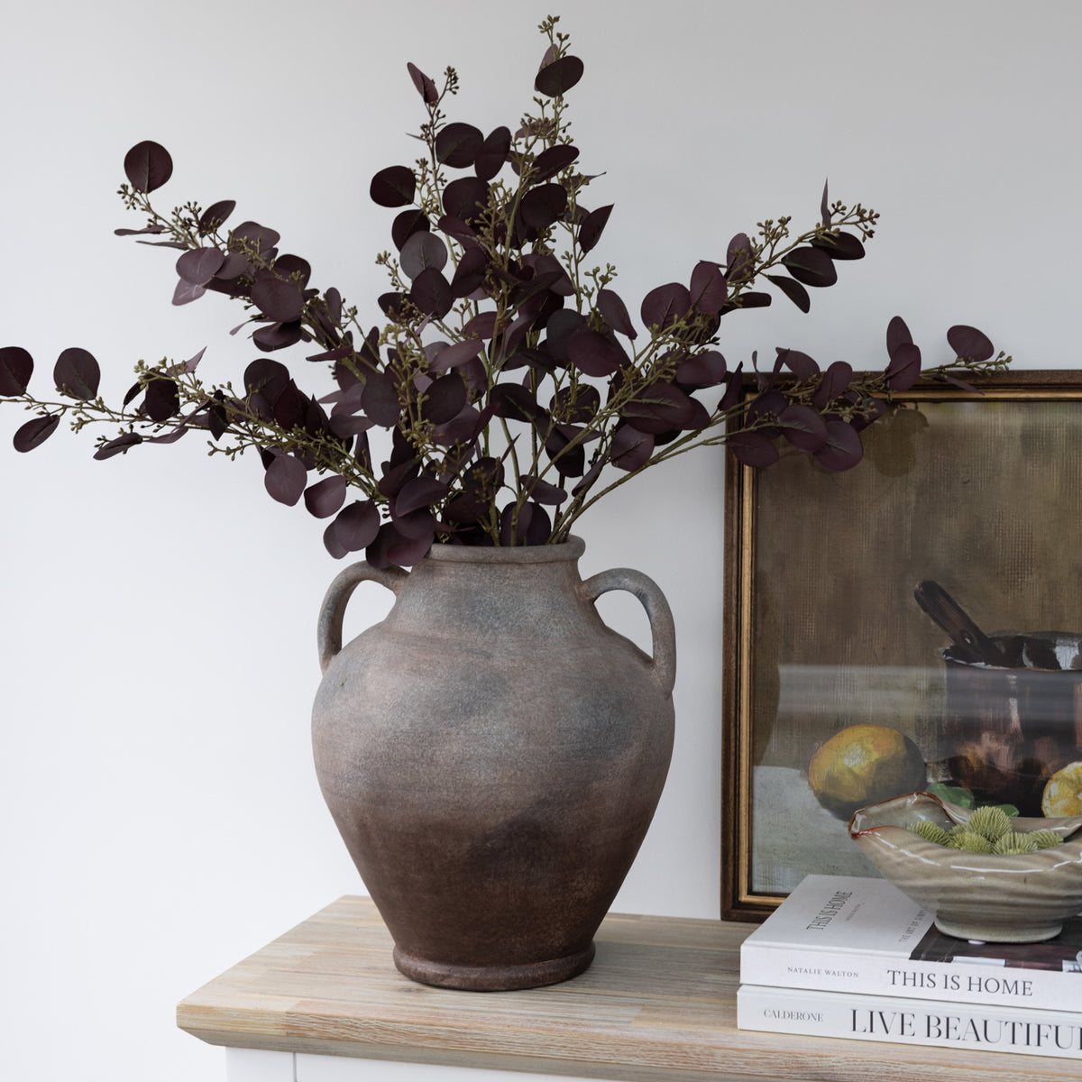 Faux Aubergine Eucalyptus Stem