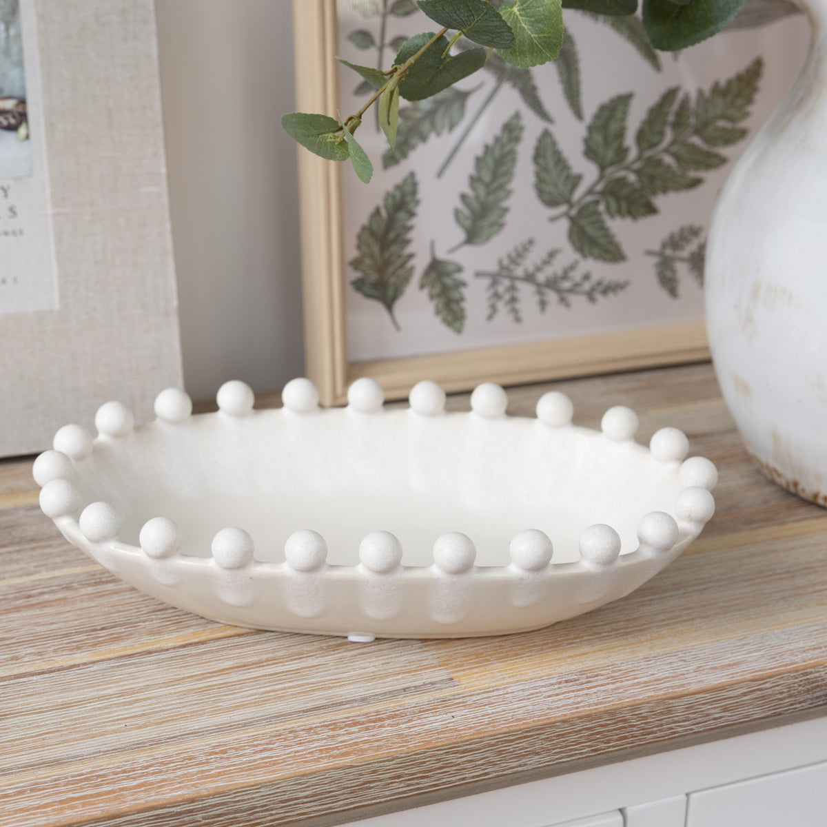 Off-White Bobble Edge Decorative Bowl