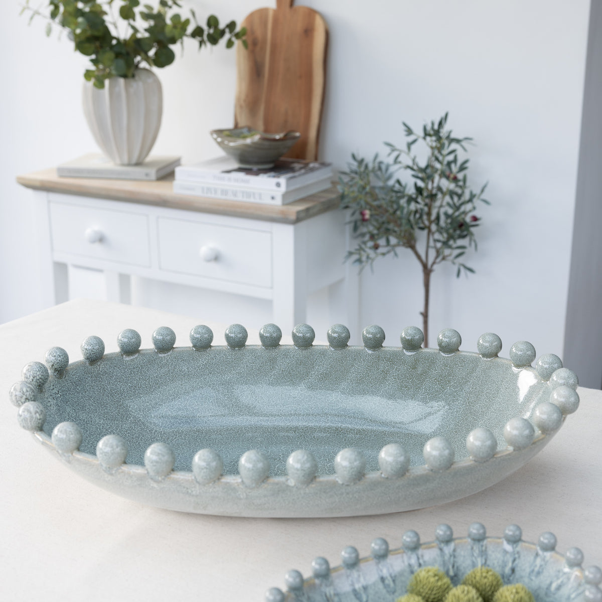 Large Blue Bobble Edge Decorative Bowl