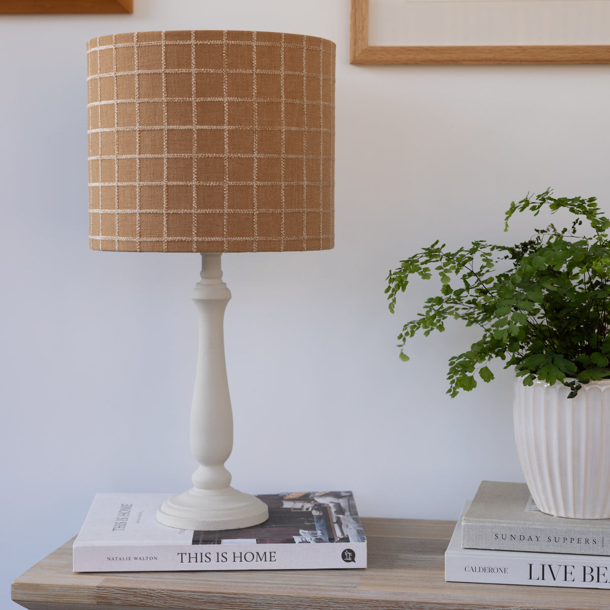 Caramel Check Textured Lampshade