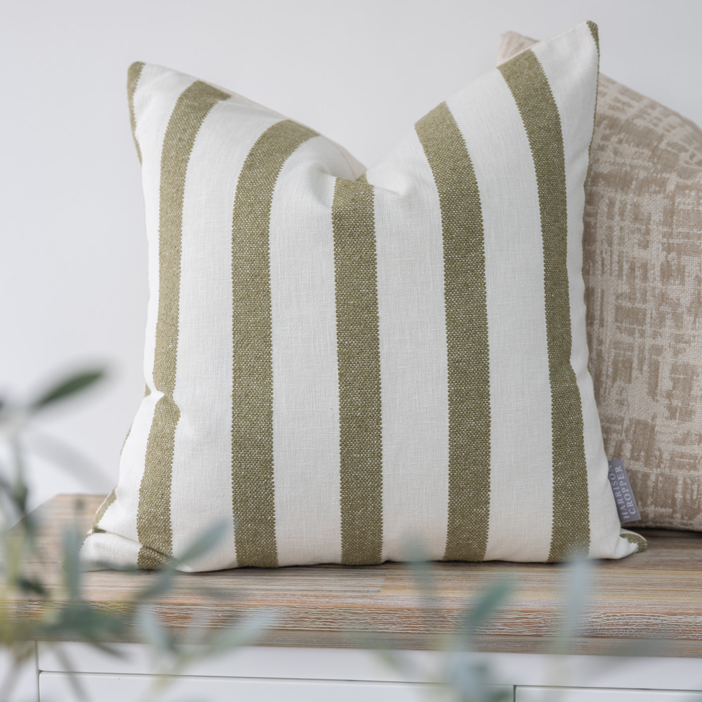 Olive Hawthorn Wide Stripe Cushion