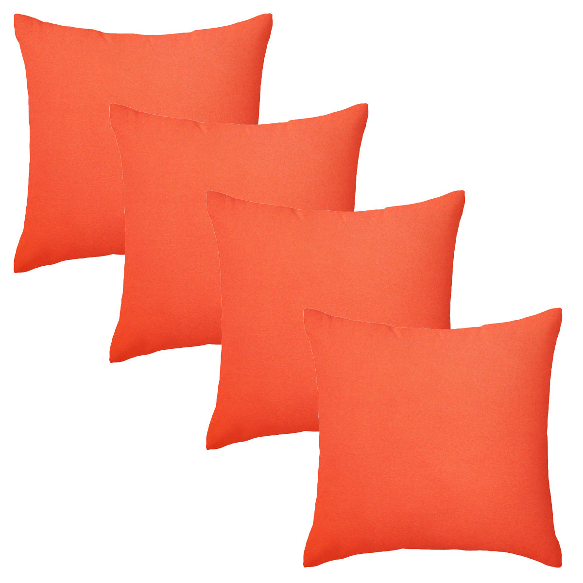 Set of 4 Premium Orange Garden Square Water Resistant Cushions