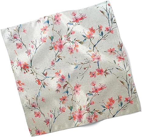 Set of 4 Fiore Poppy Design Fabric Napkins