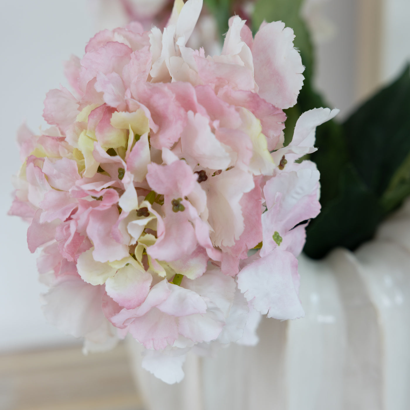 Faux Silk Short Pale Pink French Hydrangea Stem