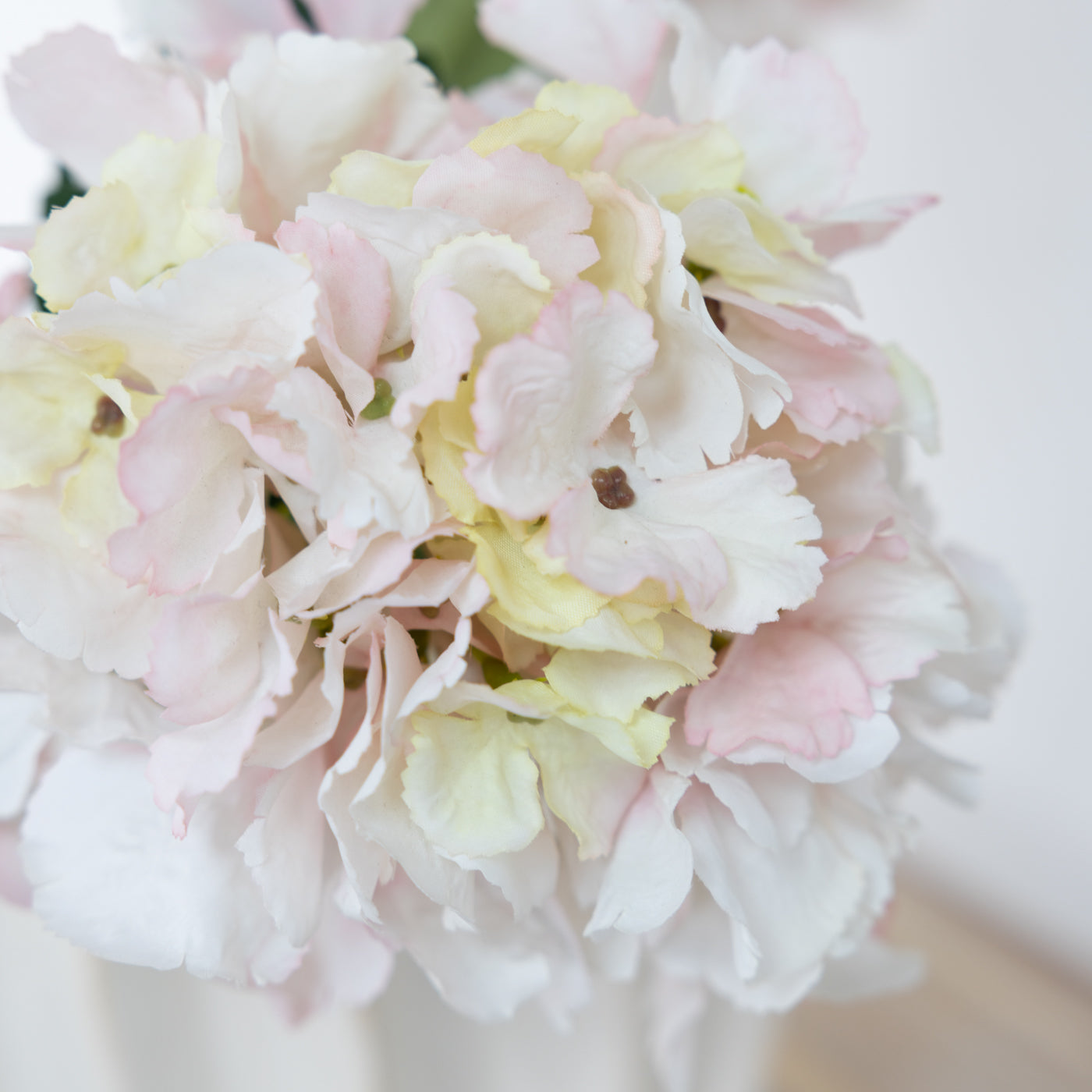 Faux Silk Short Pale Pink French Hydrangea Stem