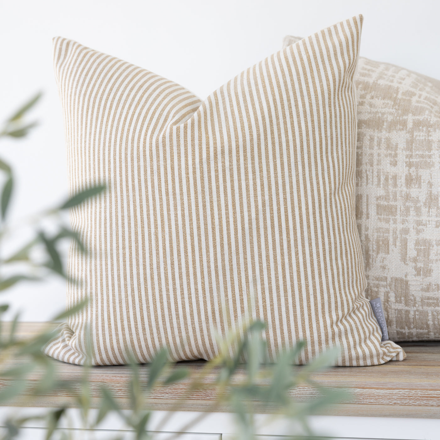 Ochre Fine Stripe Cushion