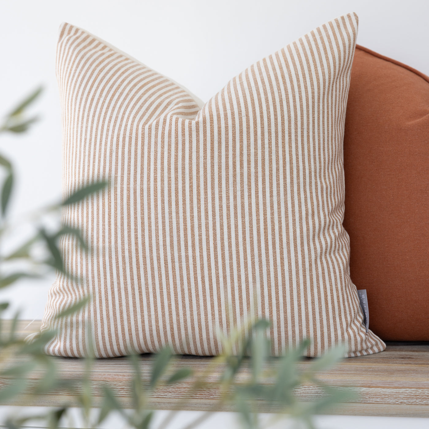 Rust Fine Stripe Cushion
