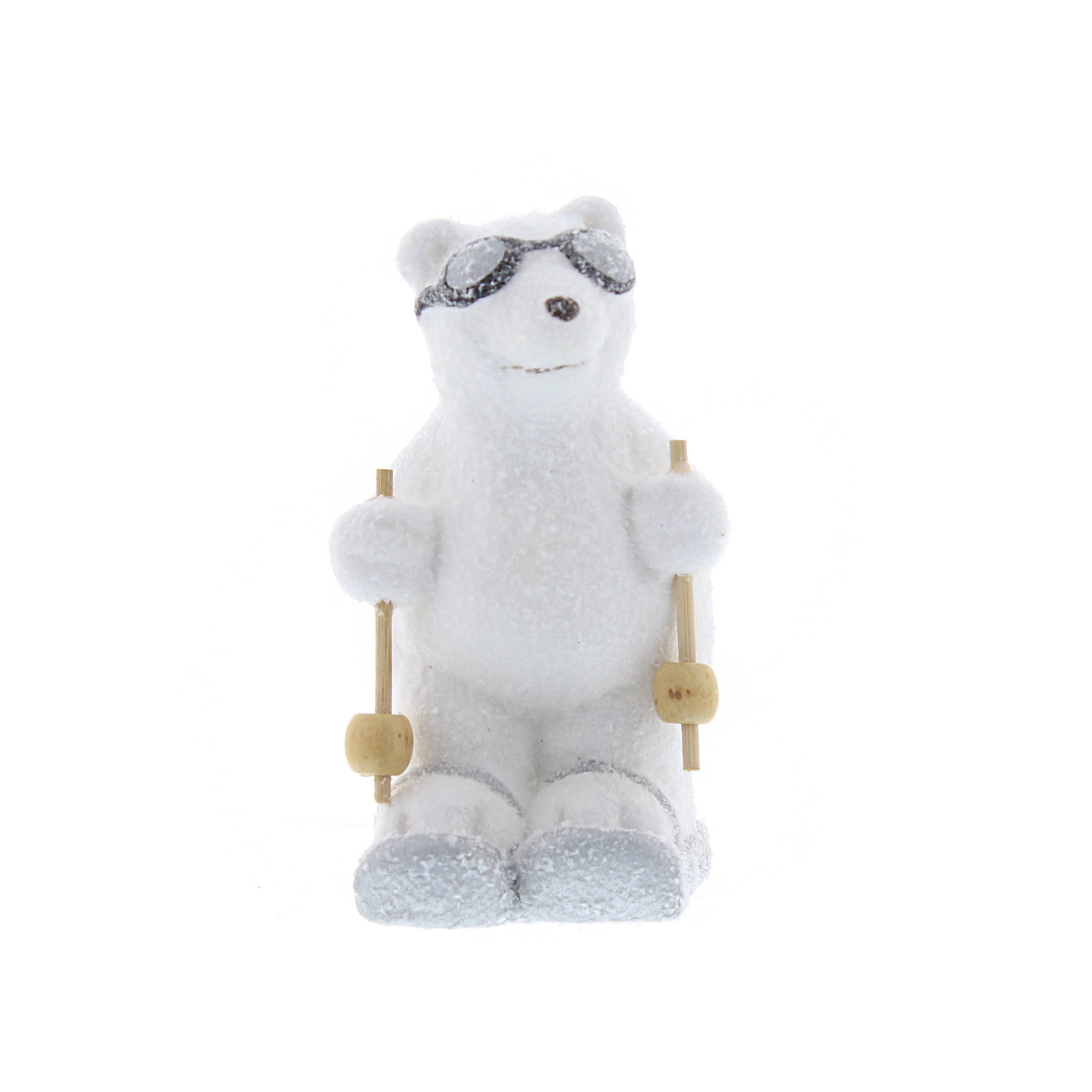 Ceramic White Polar Bear With Skis