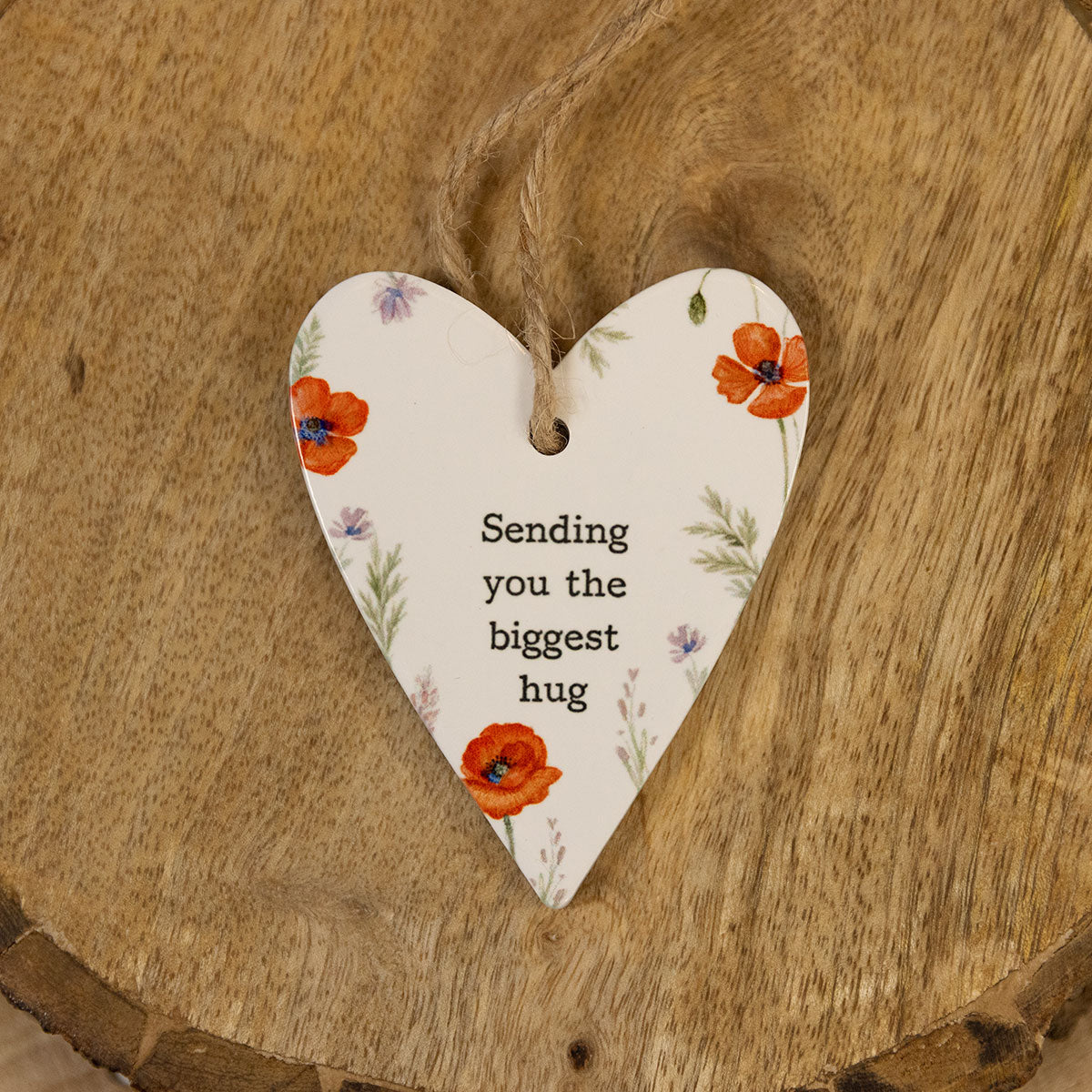 Poppy Heart White Ceramic Hanger