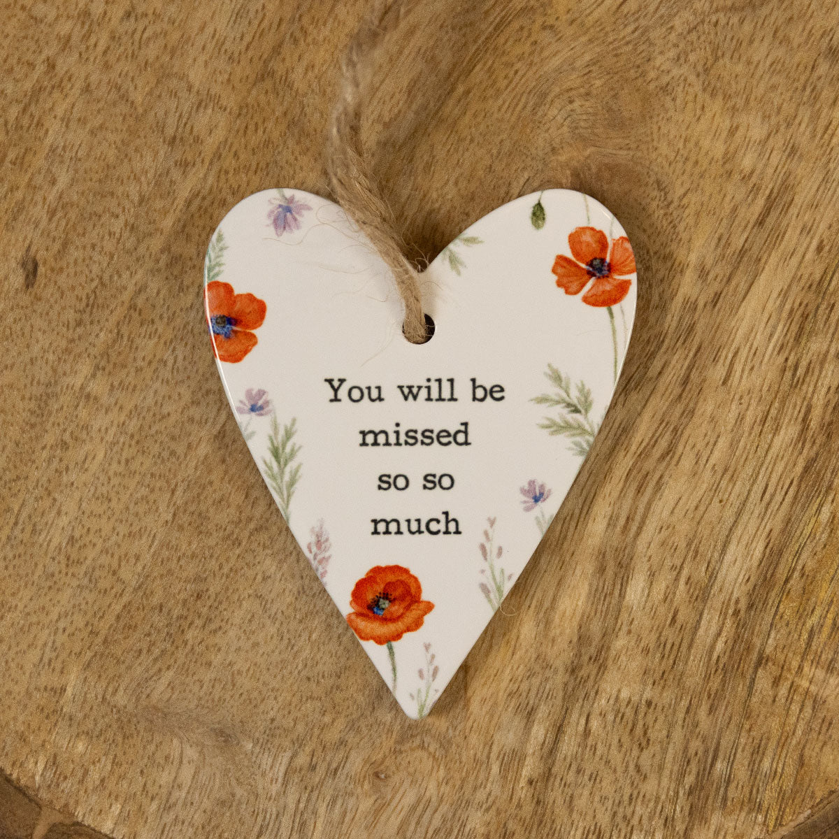 Poppy Heart White Ceramic Hanger