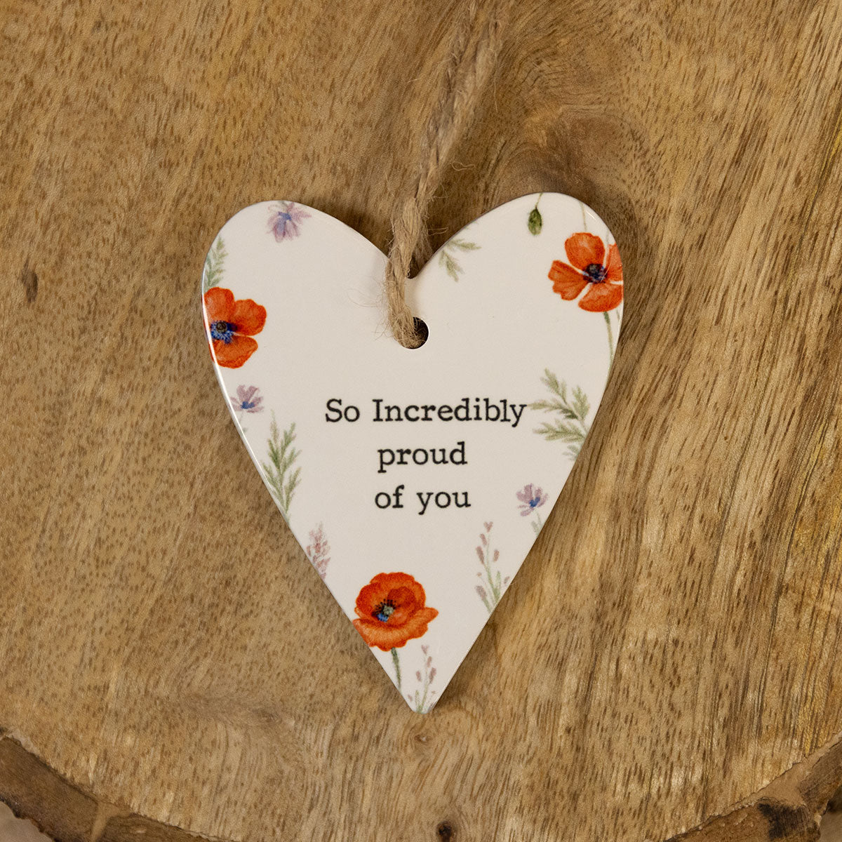 Poppy Heart White Ceramic Hanger