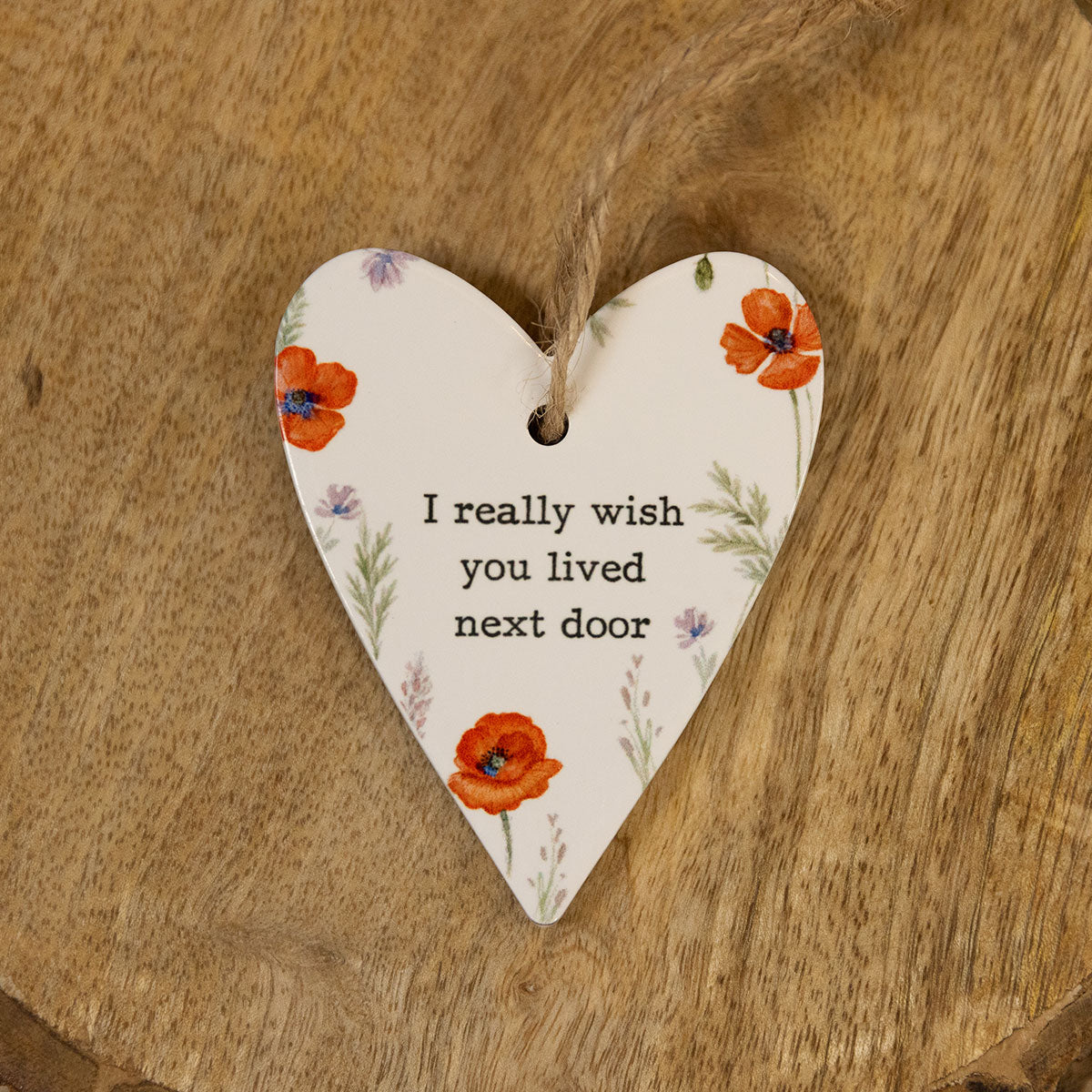 Poppy Heart White Ceramic Hanger