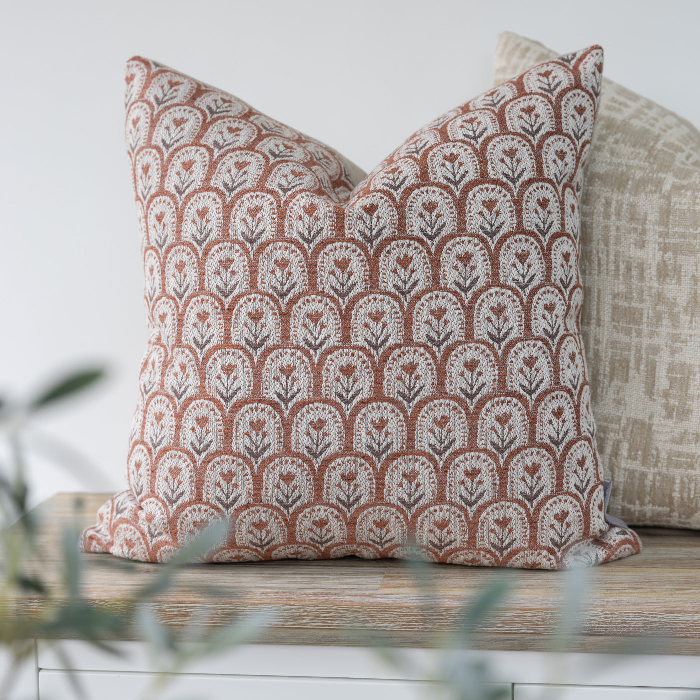 Rust Meadow Arch Floral Cushion
