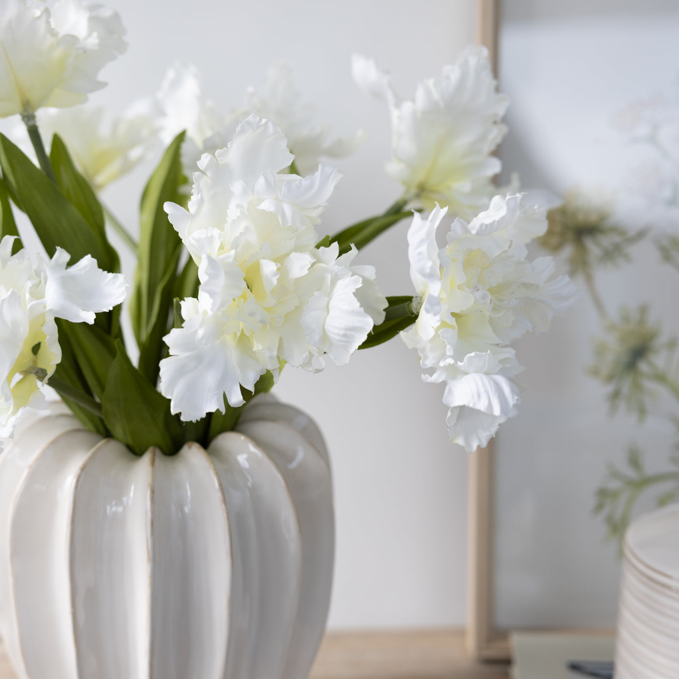 Faux White Parrot Tulip