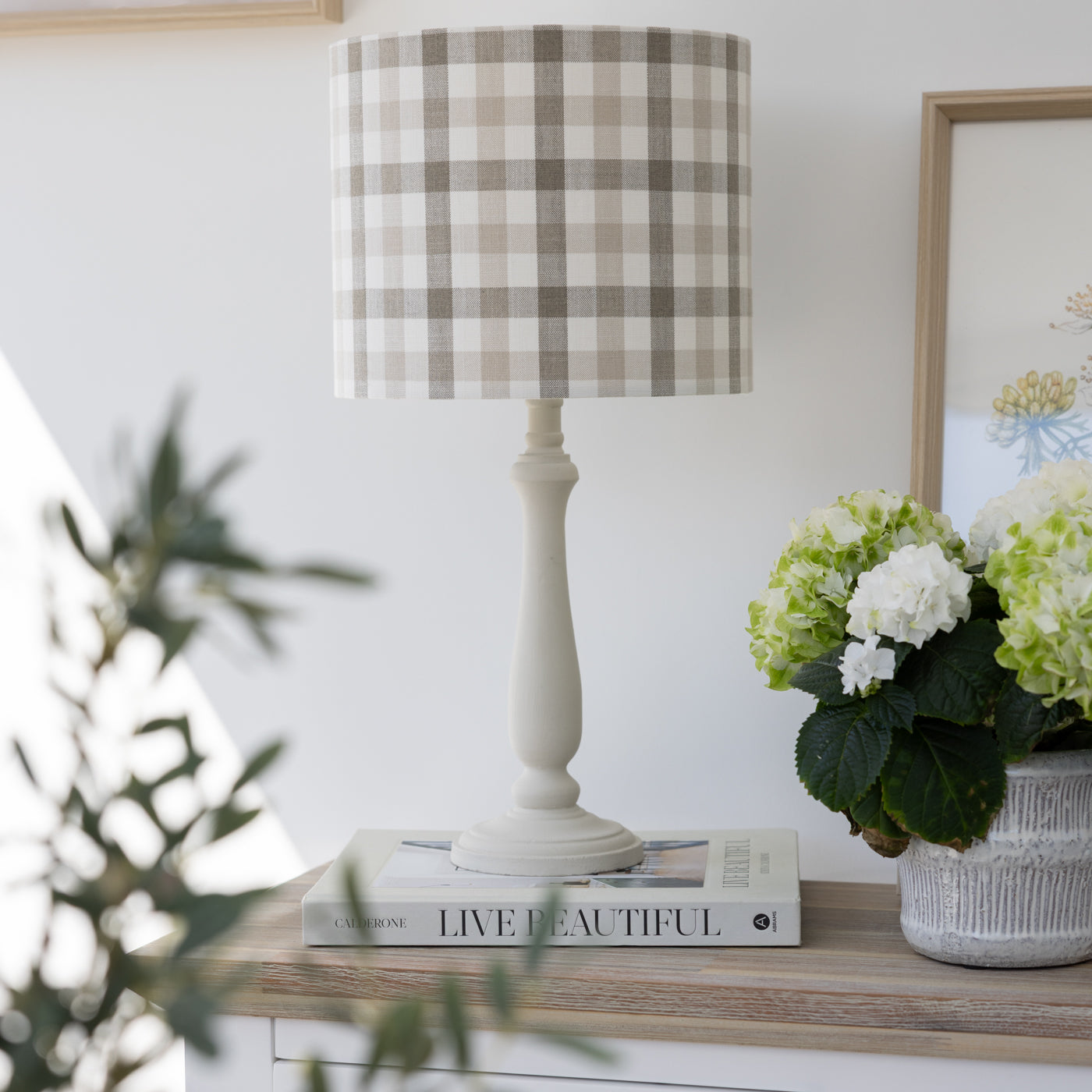 Audley Linen Beige Gingham Lamshade