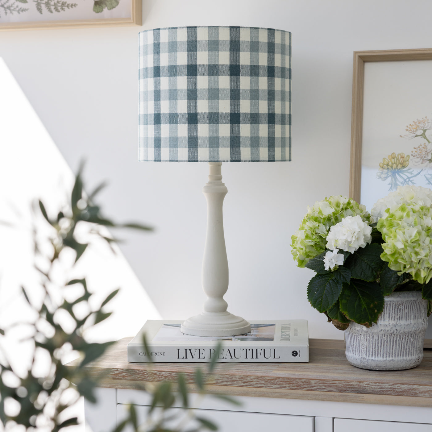 Audley Adriatic Blue Gingham Lampshade