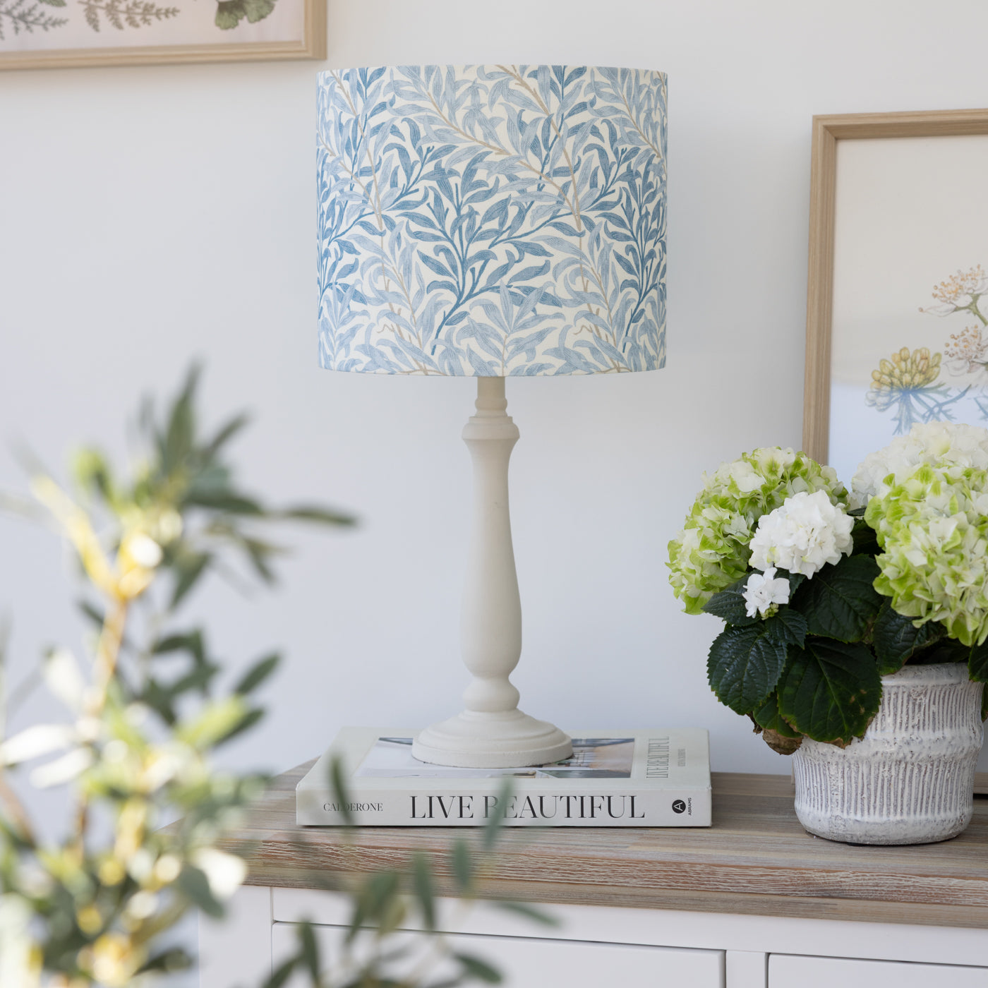 William Morris Willow Bough Azure Blue Drum Lampshade