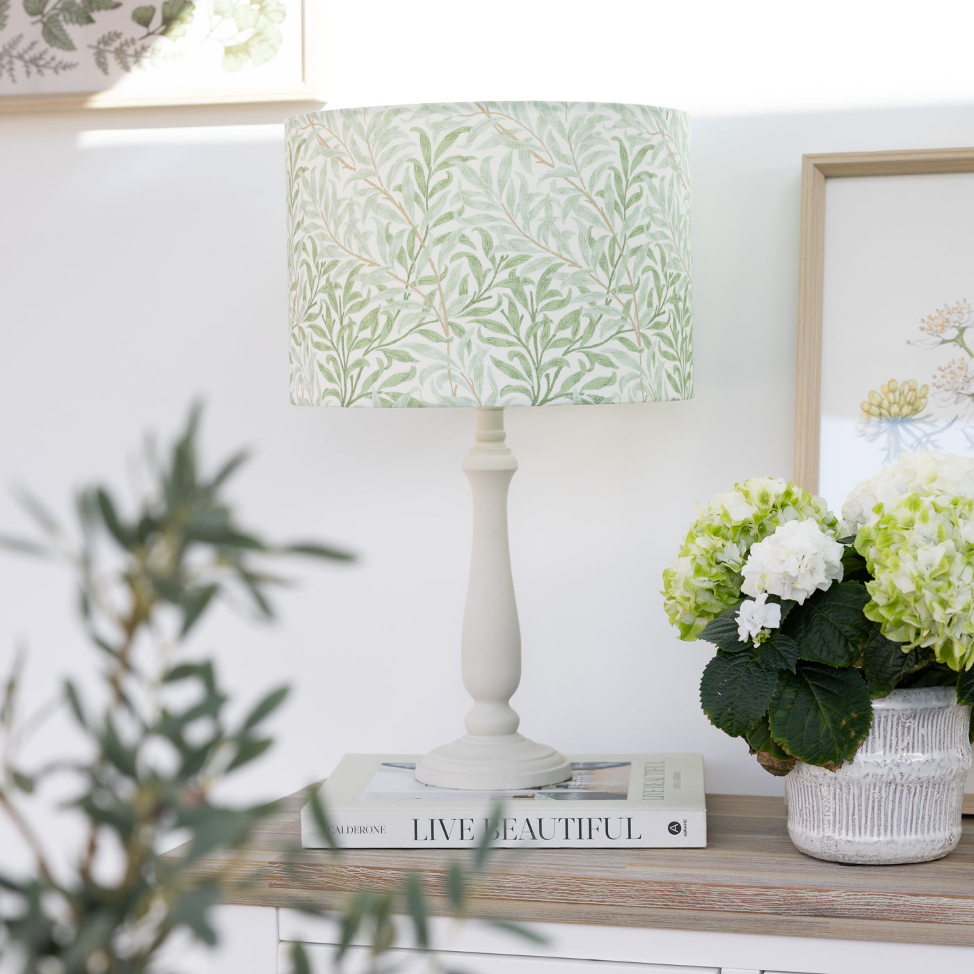 William Morris Willow Bough Sage Green Drum Lampshade