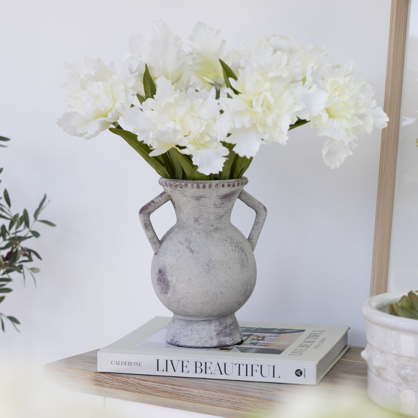 Small Grey Stone Effect Amphora Vase