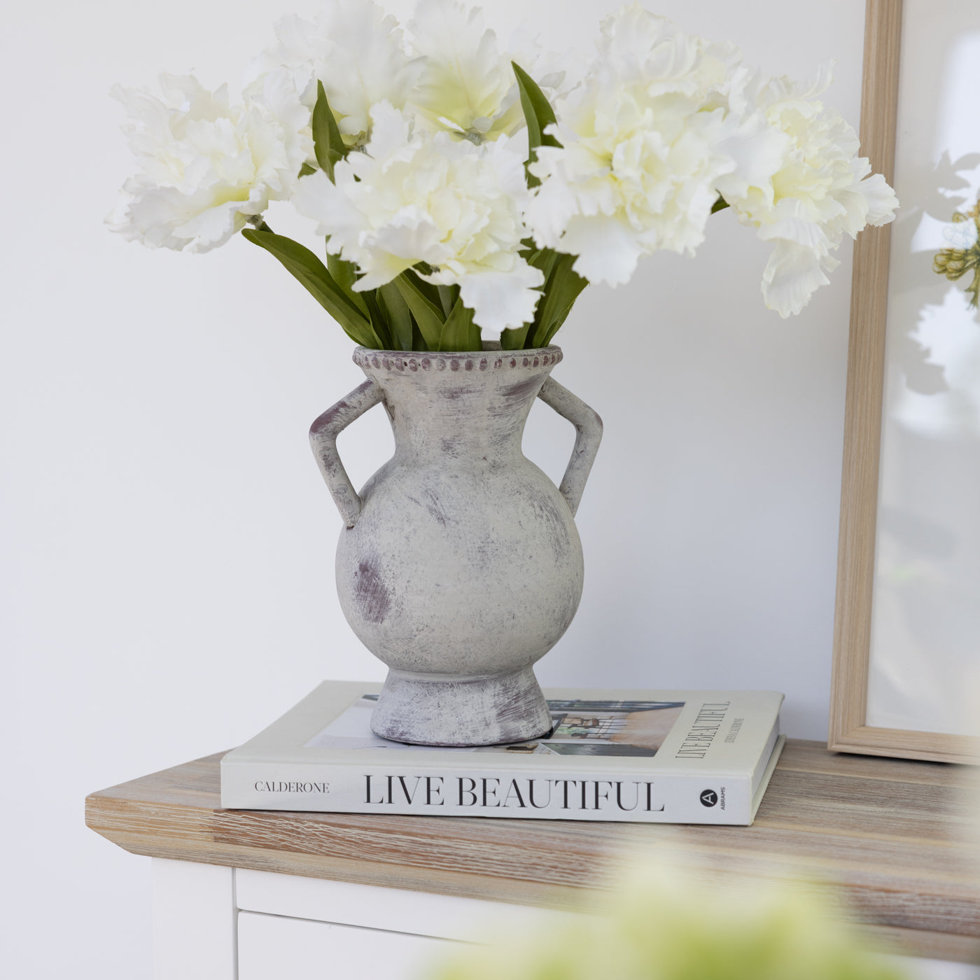 Small Grey Stone Effect Amphora Vase
