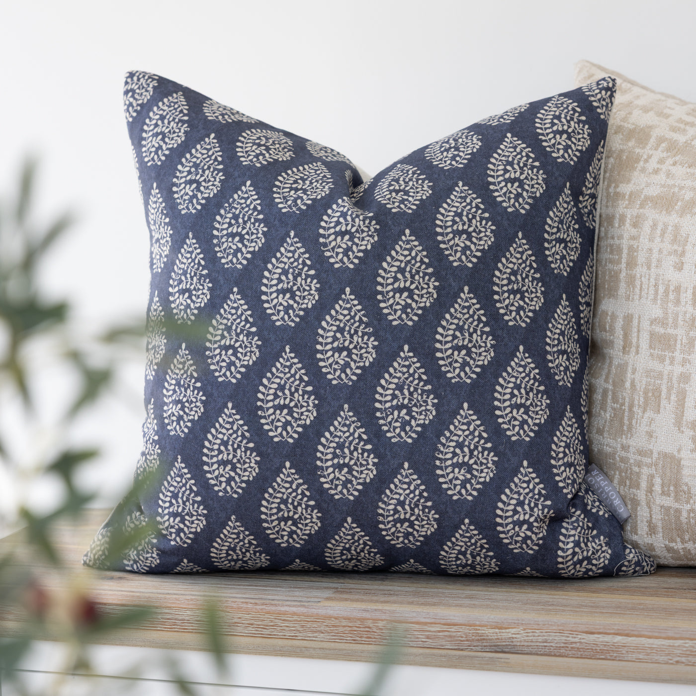Bagru Navy Blue Square Cushion