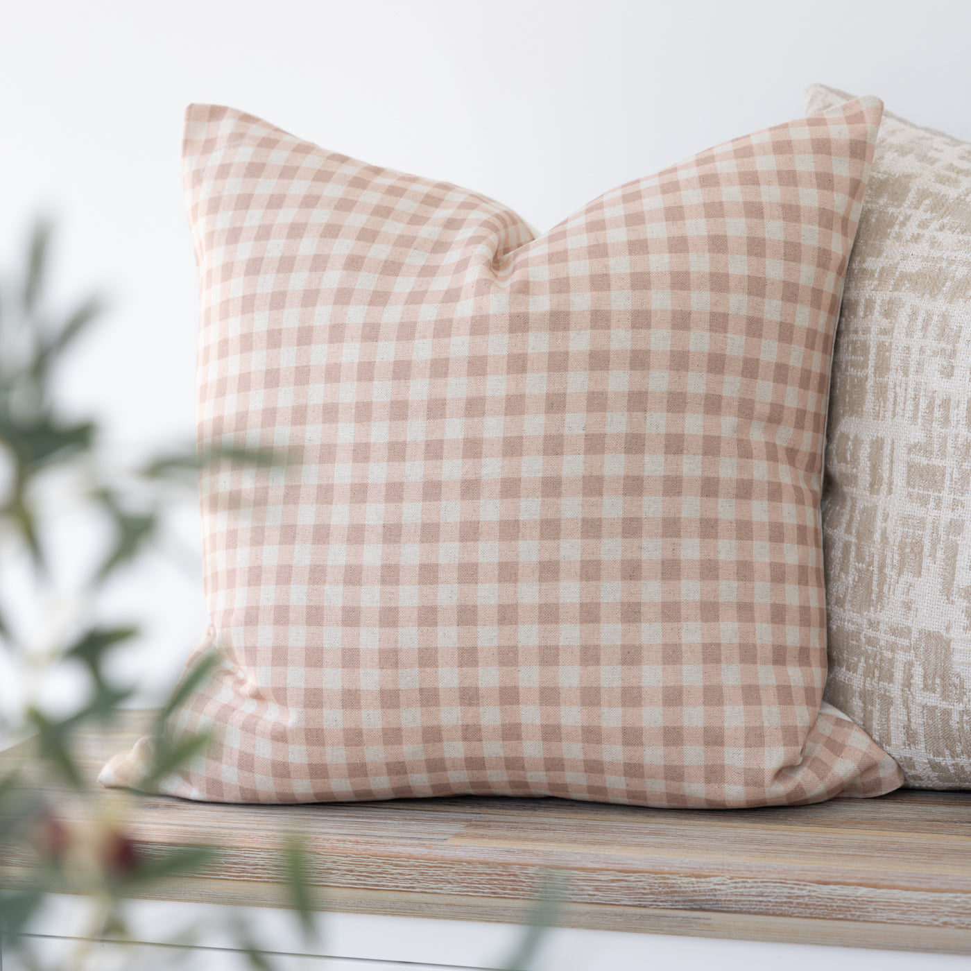 Hillcrest Blush Pink Gingham Cushion