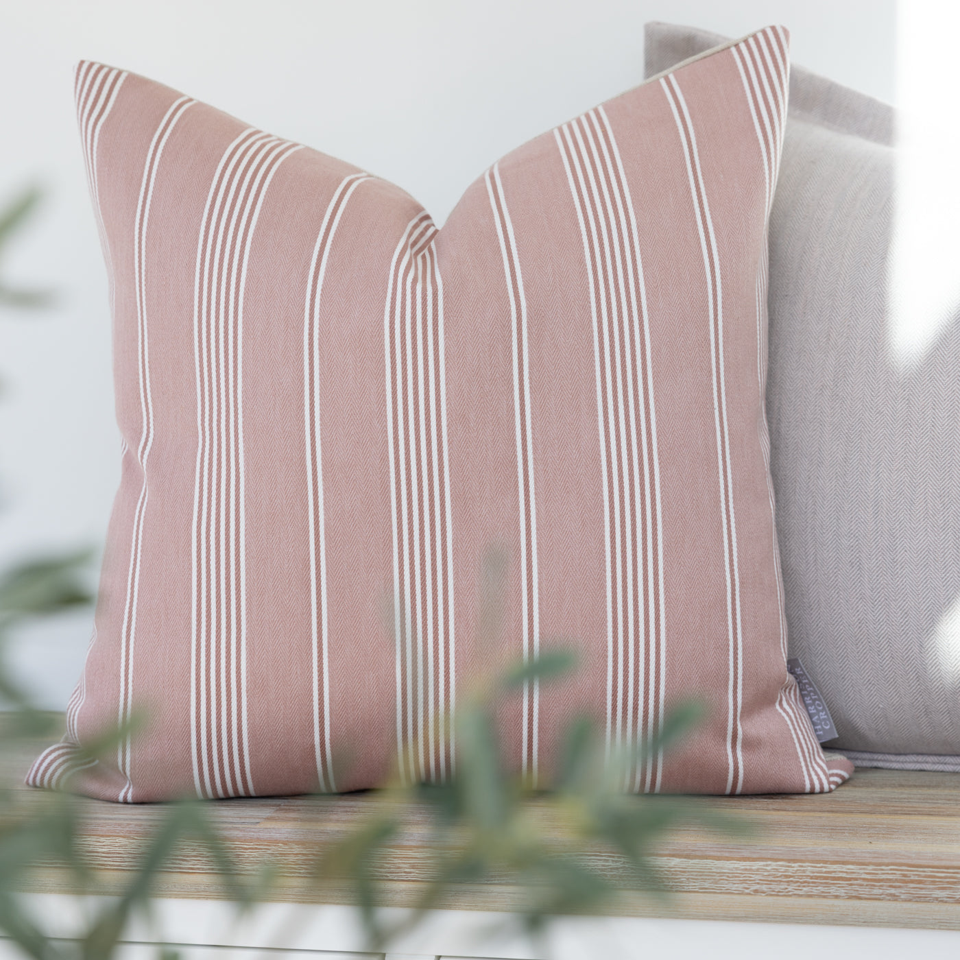 Brodsworth Sakura Pink Stripe Cushion