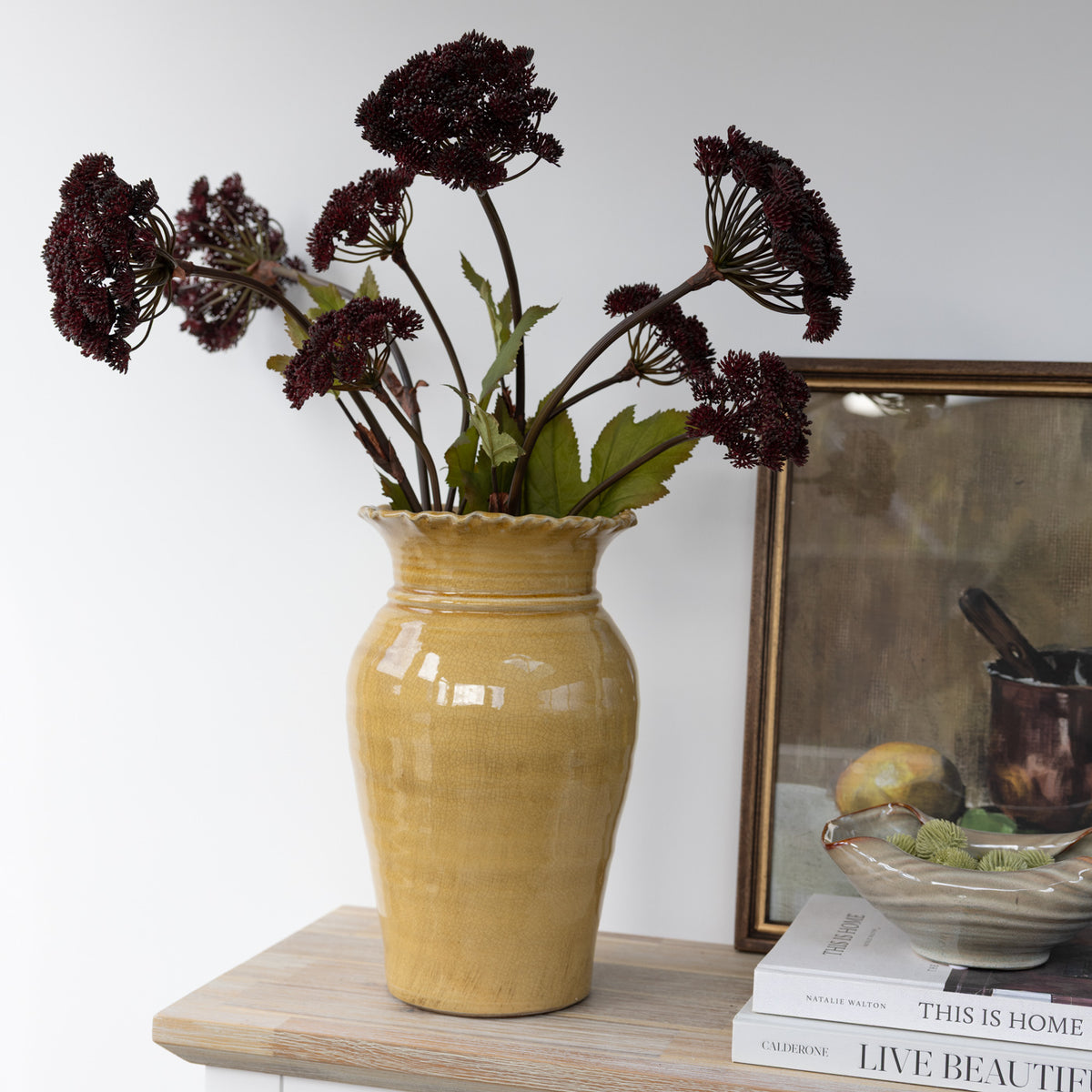 Faux Burgundy Angelica Seed Head Stem