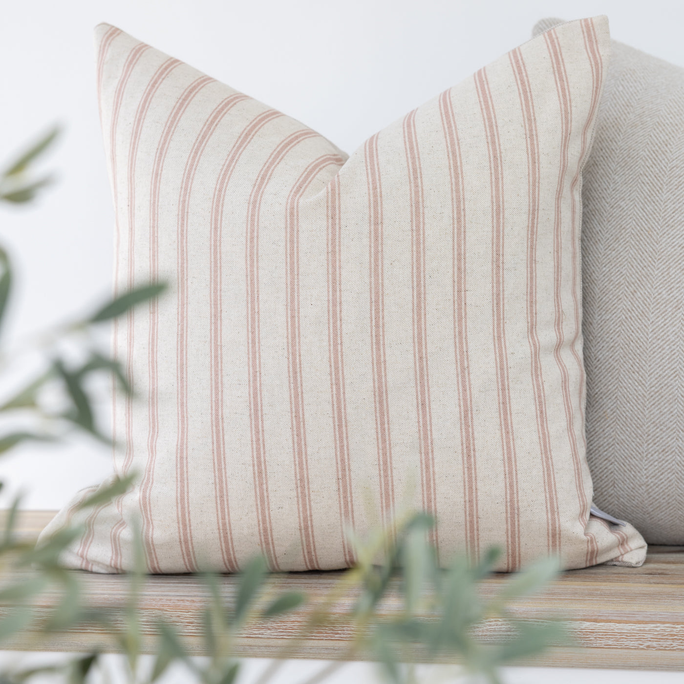 Kashmira Blush Pink Stripe Square Cushion