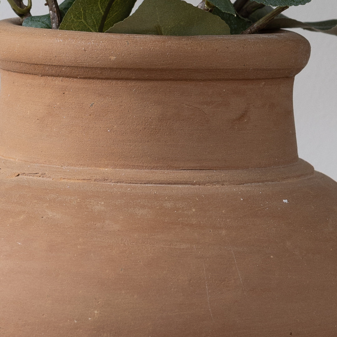 Terracotta Pot with Black Metal Stand