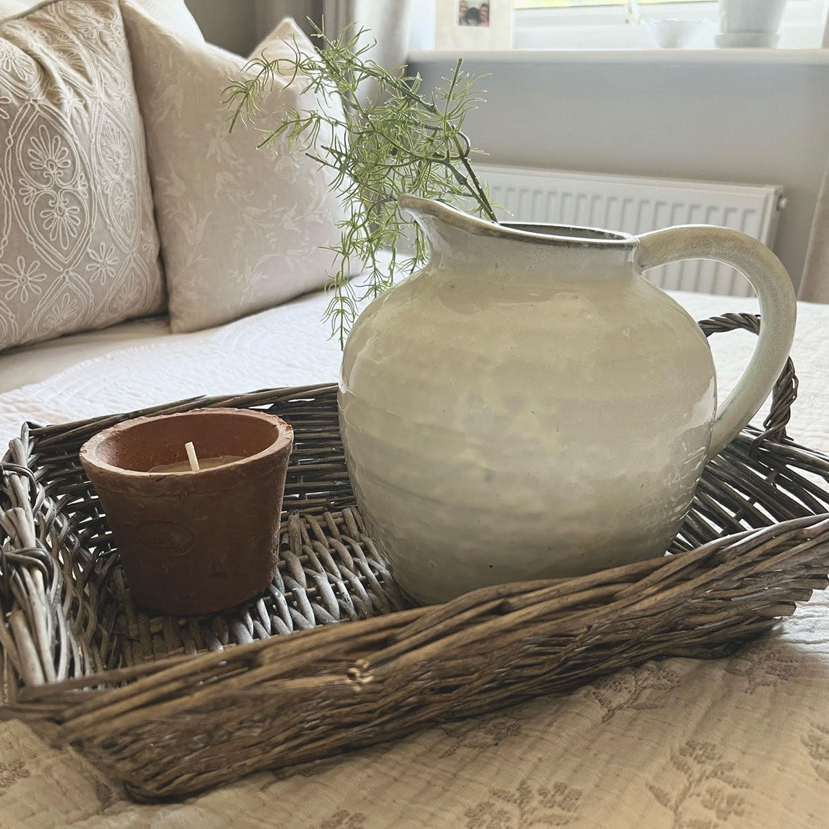 Glazed White Ceramic Jug